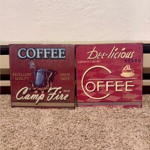 2 Vintage Metal Coffee Signs